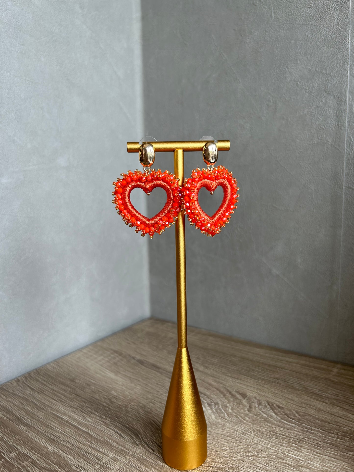 Earrings Orange Heart